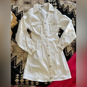 Blue blush white denim dress